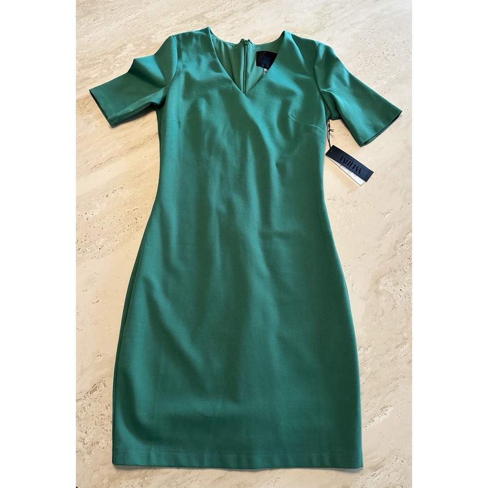 NWT MSRP $160 White House WHBM Women's Aura Sculpting Green Sheath Dress Size 6